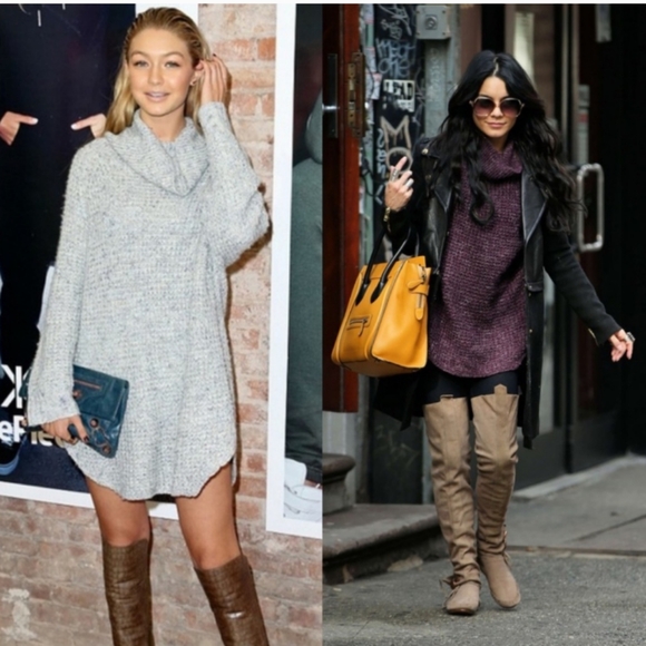 Free People Rare Dylan Chunky Marled Knit Cowlneck Turtleneck Sweater Dress - Picture 3 of 16